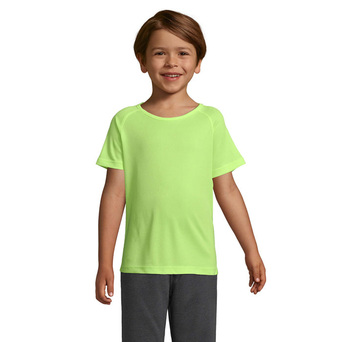 Tshirt enfant respirant publicitaire polyester 140g - SPORTY Jaune Fluo 1